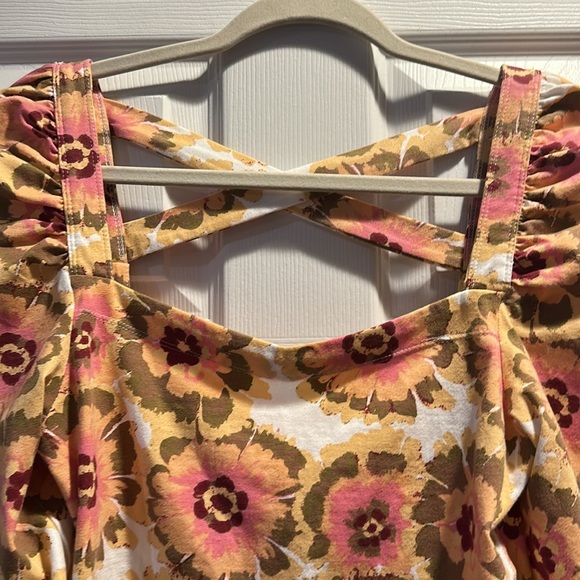 NEW! Free People Give Me More Floral Puff Sleeve Knit Top M Boho - Picture 4 of 8